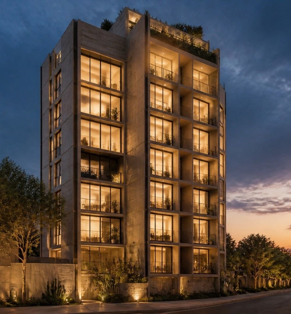 Edificio San Benjamín de noche